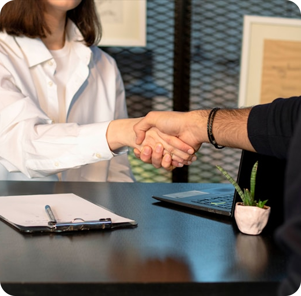 Professional Handshake - Successful Job Interview with Great Cover Letter